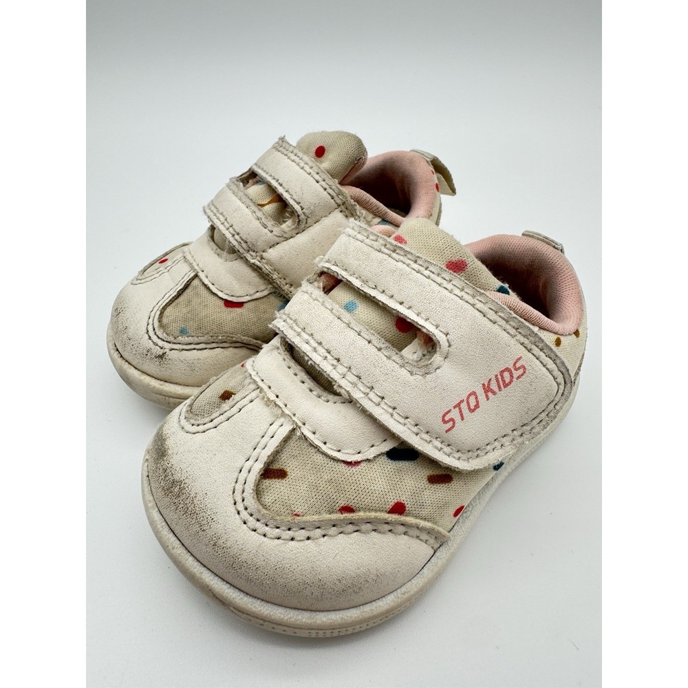 Toddler STQ Kids Shoes Size‎ 3 Cream Polka Dot Casual Sneakers